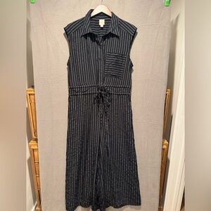 Maeve Black and White Striped Jumpsuit